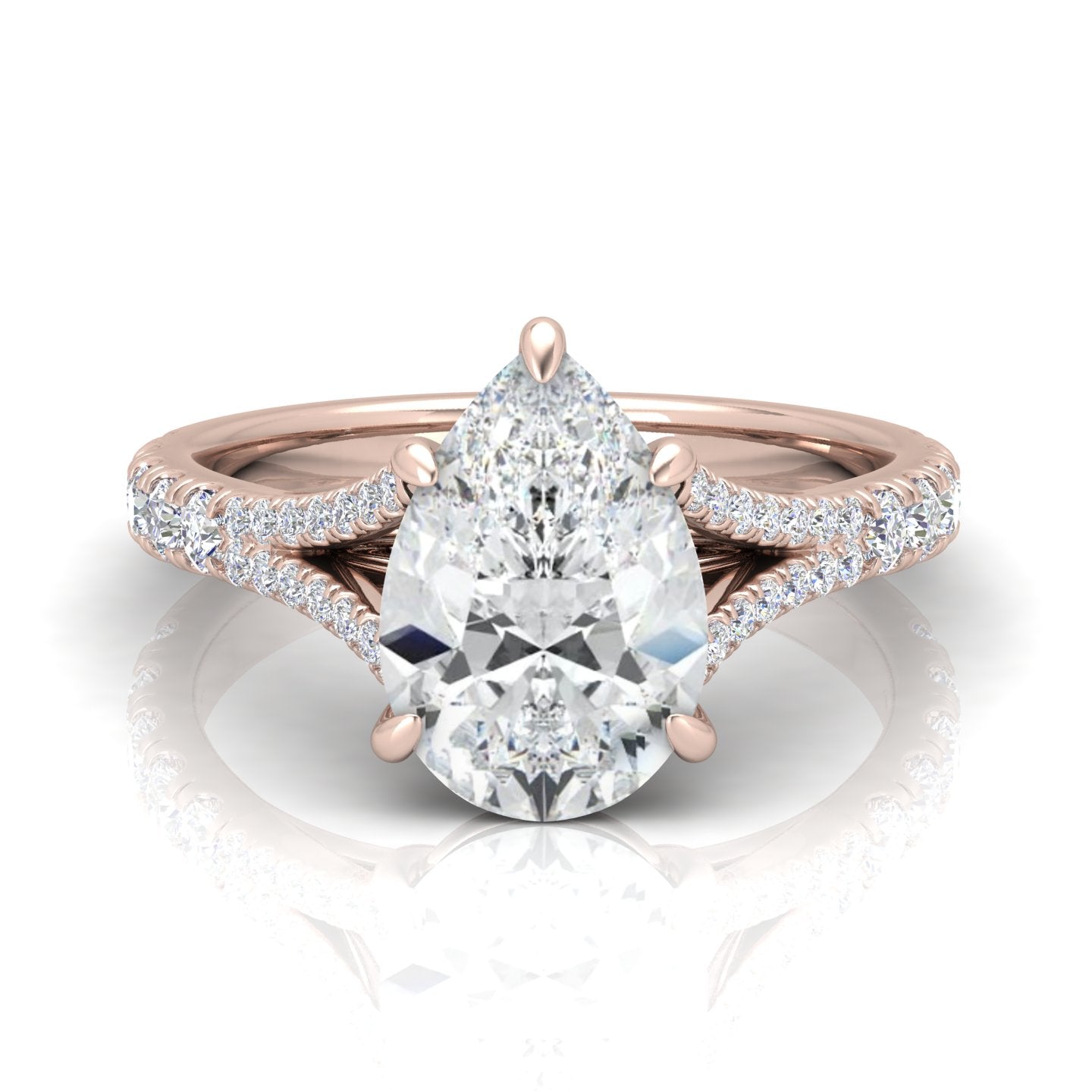 Julie Pear Diamond Split Shank Engagement Ring