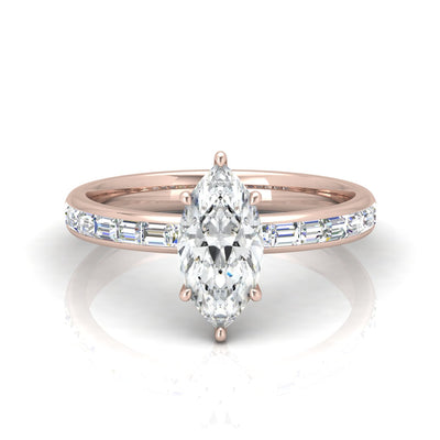 Classic Hidden Halo Channel Set Engagement Ring - Marquise