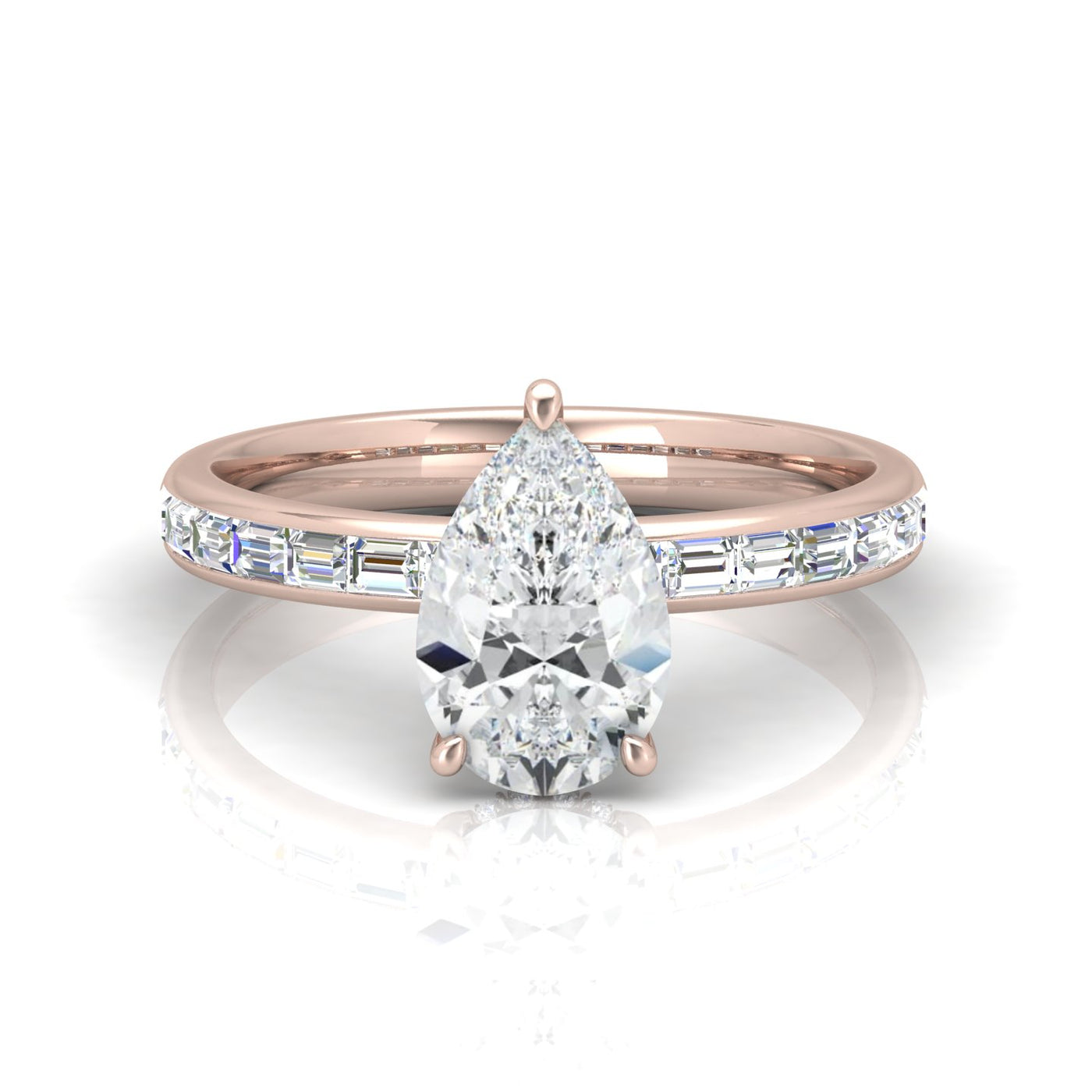 Classic Hidden Halo Channel Set Engagement Ring - Pear