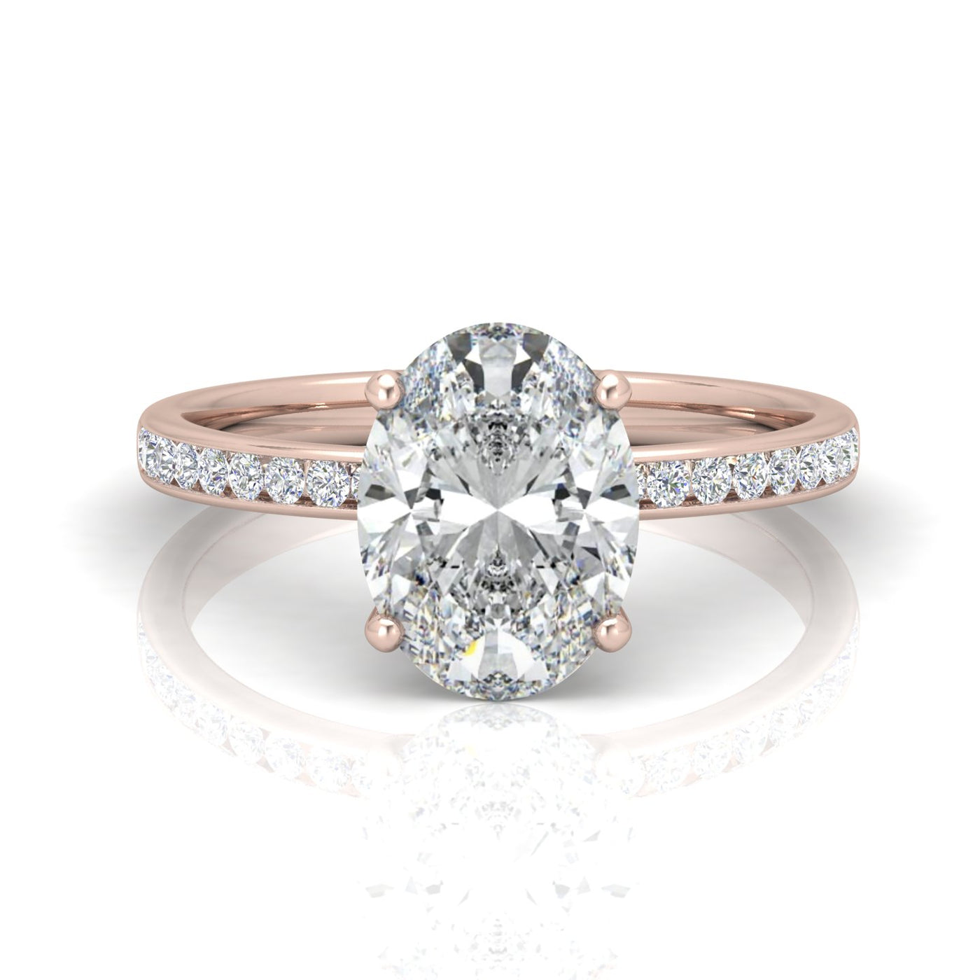 Channel Set Oval Diamond Engagement Ring