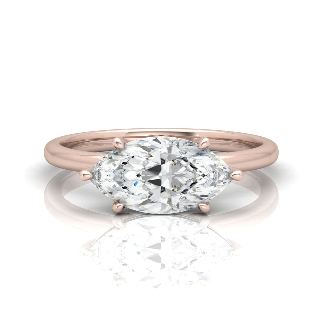 Classic East-West Solitaire Engagement Ring - Marquise