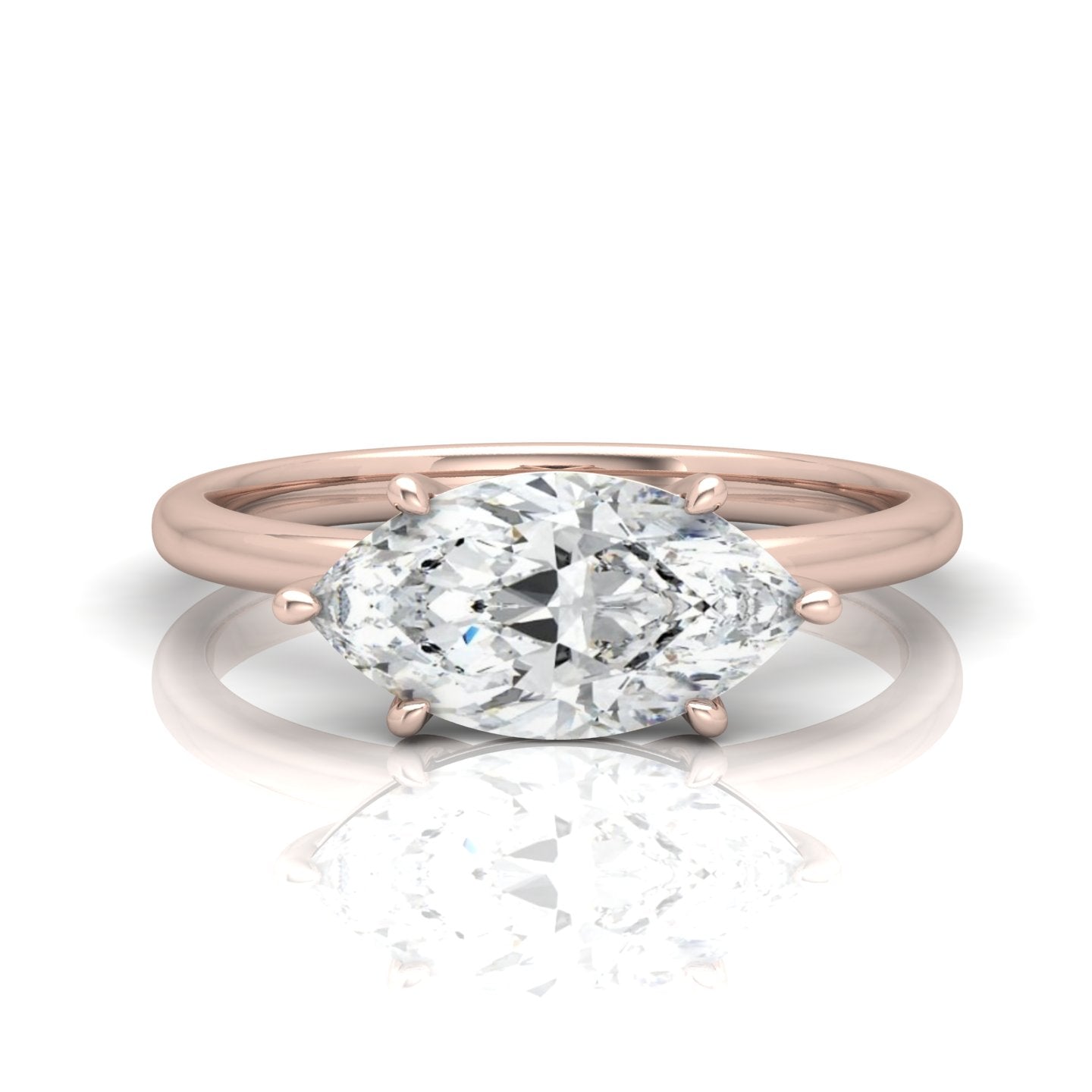 Classic East-West Solitaire Engagement Ring - Marquise
