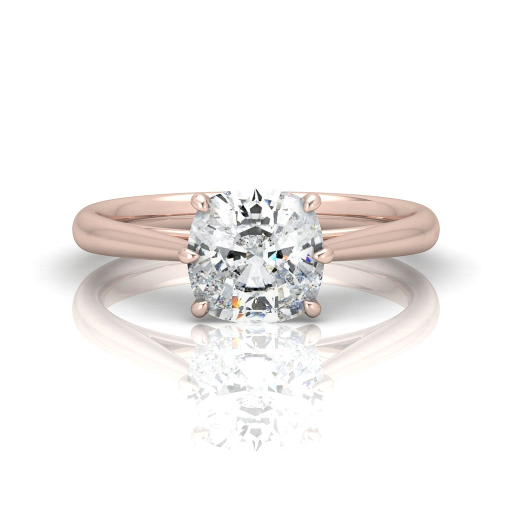 Cushion Diamond Cathedral Solitaire Ring