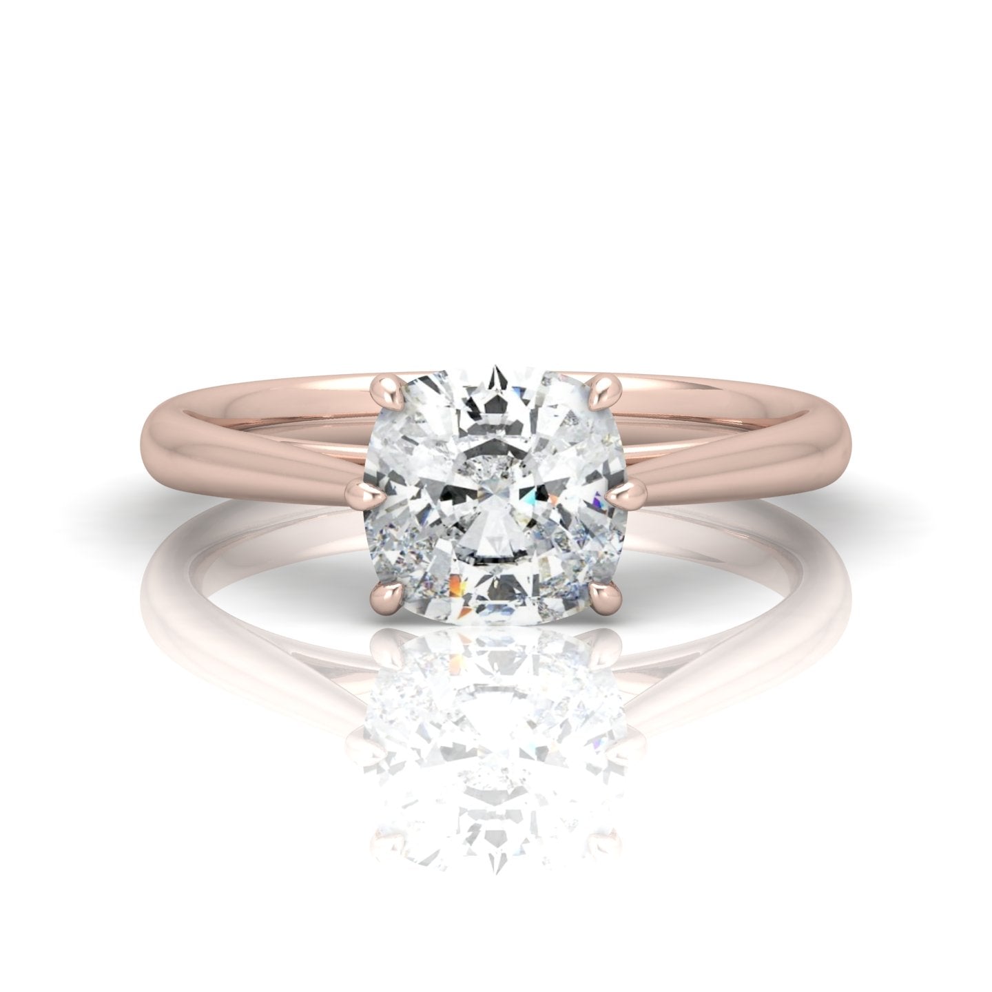 Cushion Diamond Cathedral Solitaire Ring