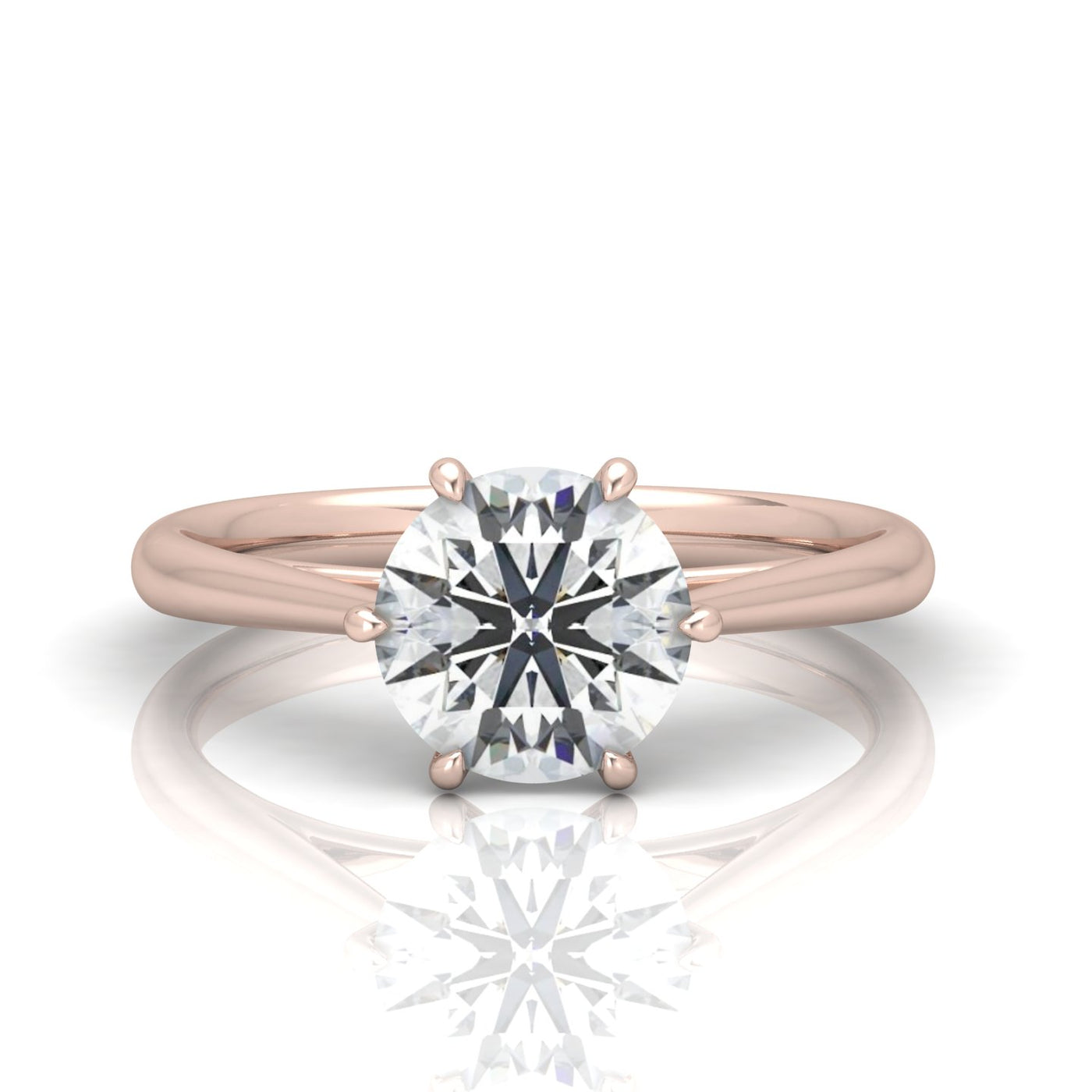 Round Diamond Six Prong Cathedral Solitaire Ring