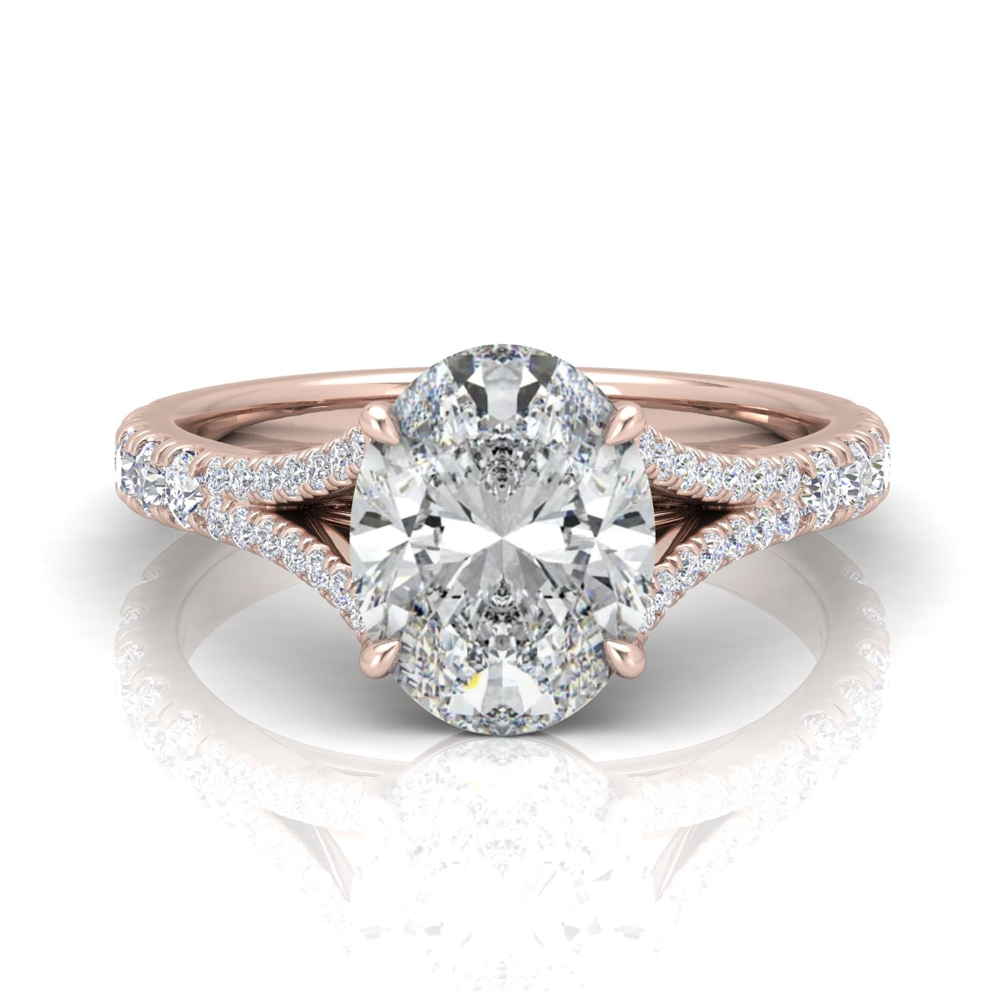Julie Oval Diamond Split Shank Engagement Ring