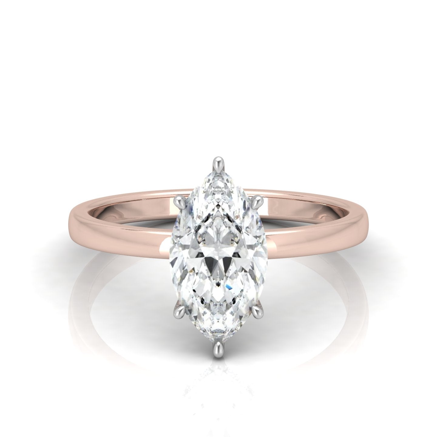 Classic Solitaire Hidden Halo Engagement Ring Marquise
