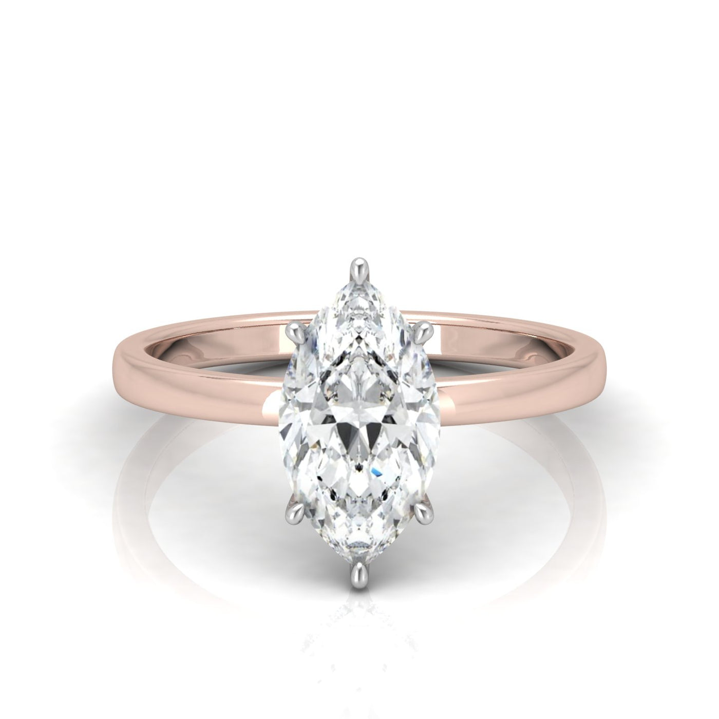 Classic Solitaire Hidden Halo Engagement Ring Marquise