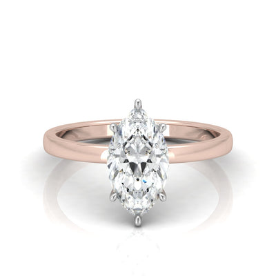 Classic Solitaire Hidden Halo Engagement Ring Marquise