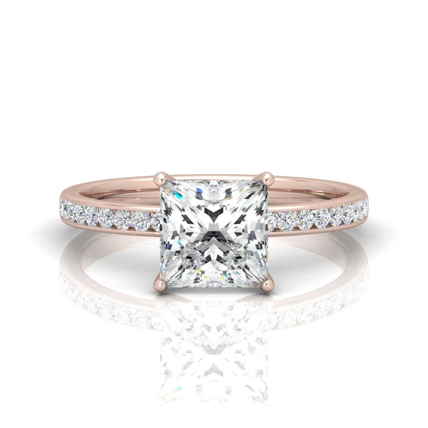 Channel Set Princess Diamond Engagement Ring