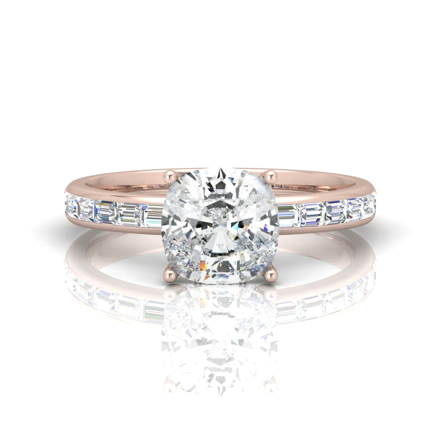 Classic Hidden Halo Channel Set Engagement Ring - Cushion