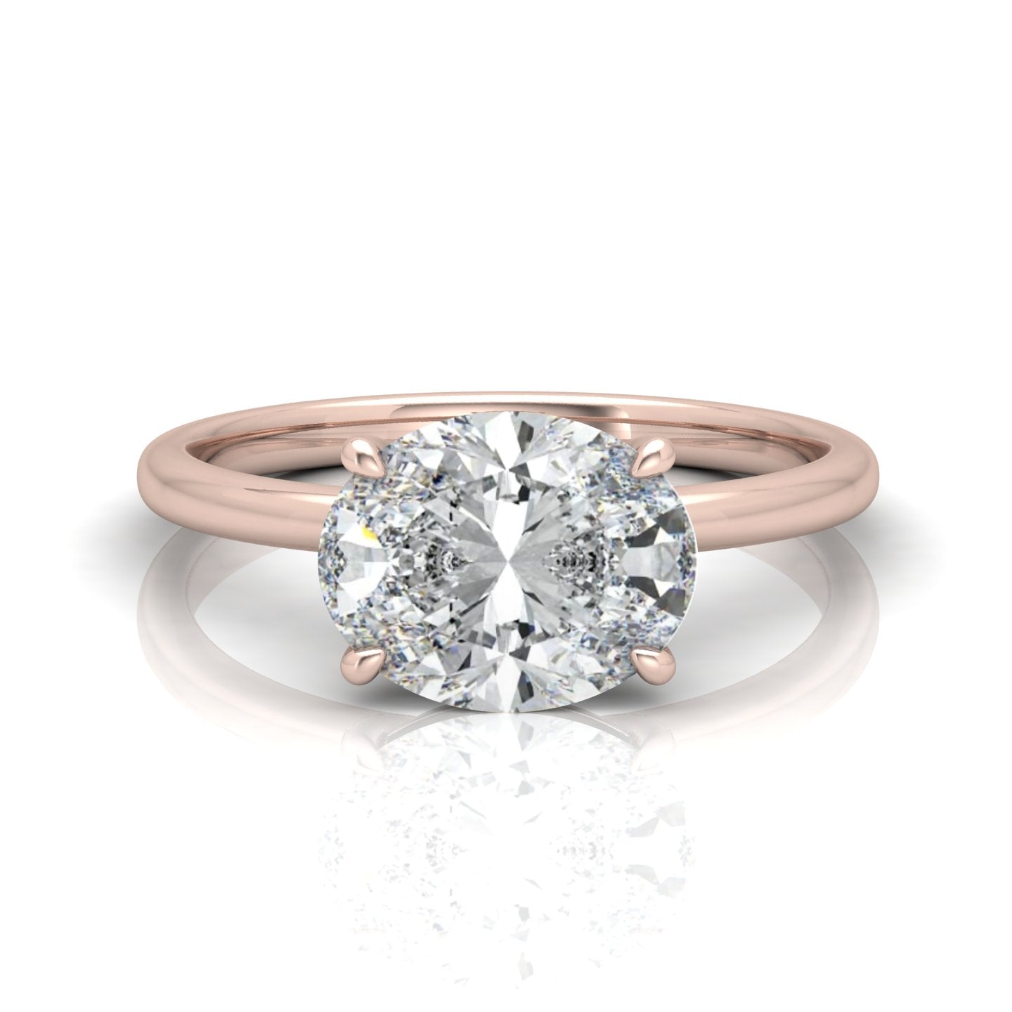 Classic East-West Solitaire Engagement Ring - Oval