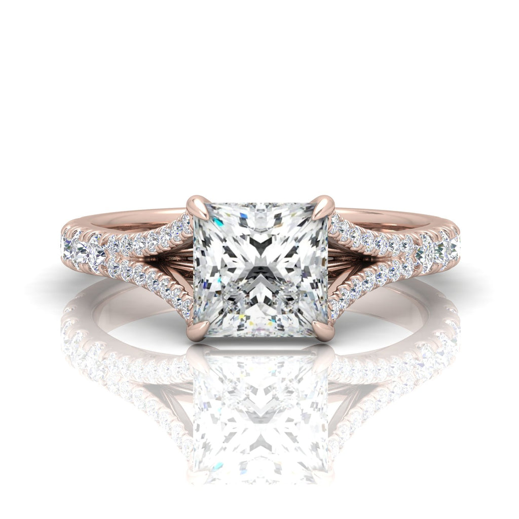 Julie Princess Diamond Split Shank Engagement Ring