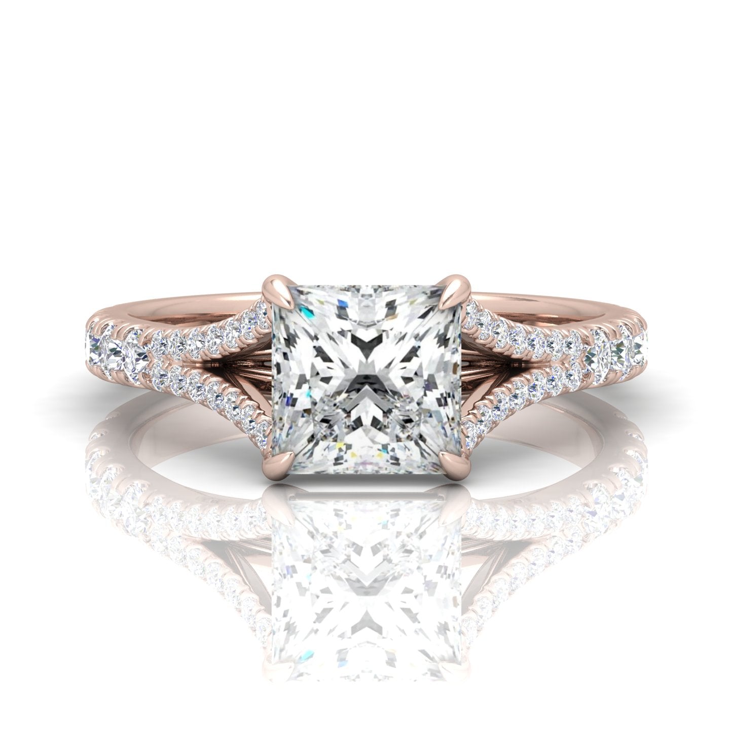 Julie Princess Diamond Split Shank Engagement Ring