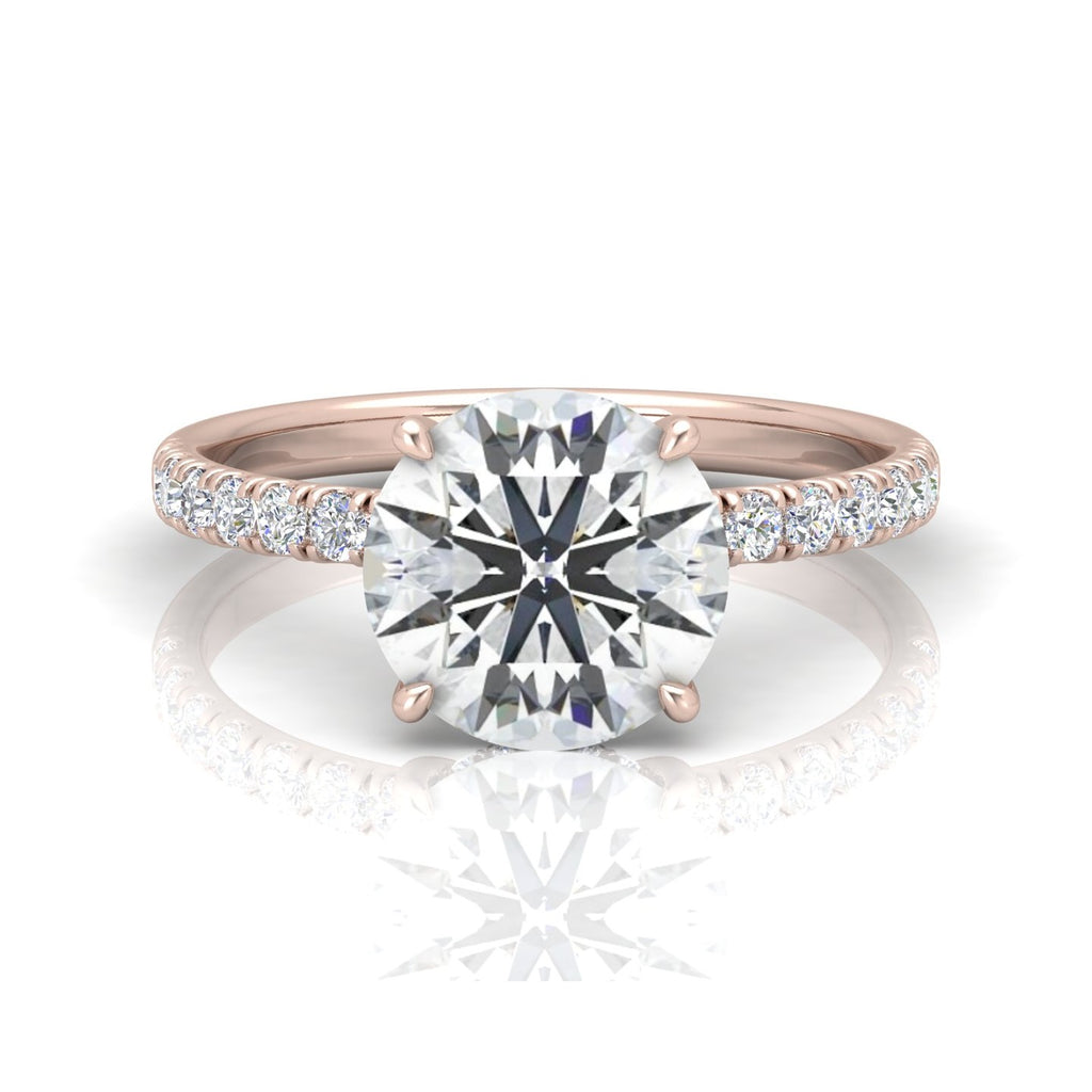 Classic Hidden Halo Pave Set Engagement Ring - Round