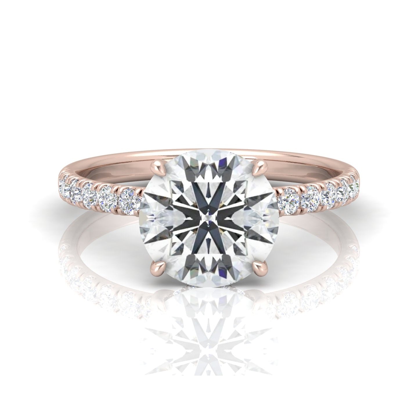 Classic Hidden Halo Pave Set Engagement Ring - Round