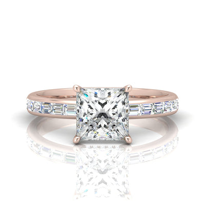 Classic Hidden Halo Channel Set Engagement Ring - Princess