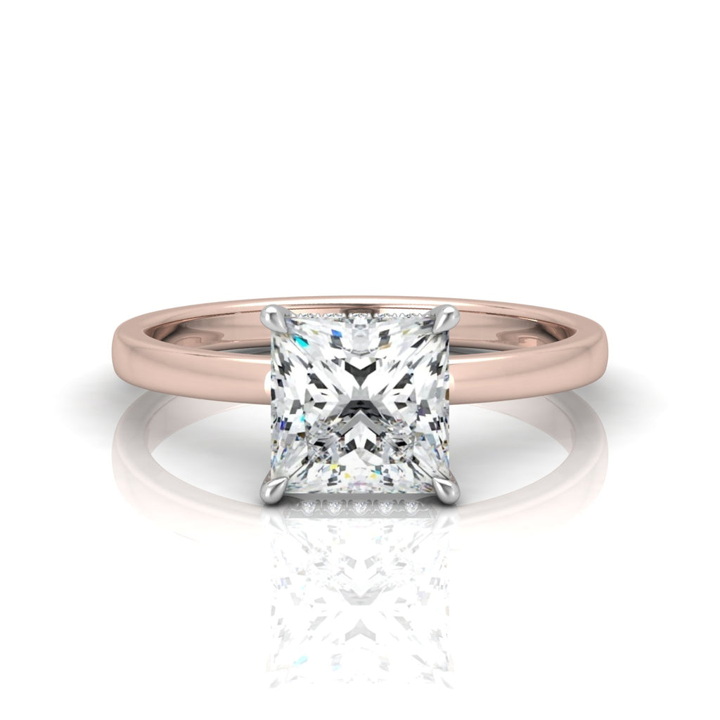 Classic Solitaire Hidden Halo Engagement Ring Princess