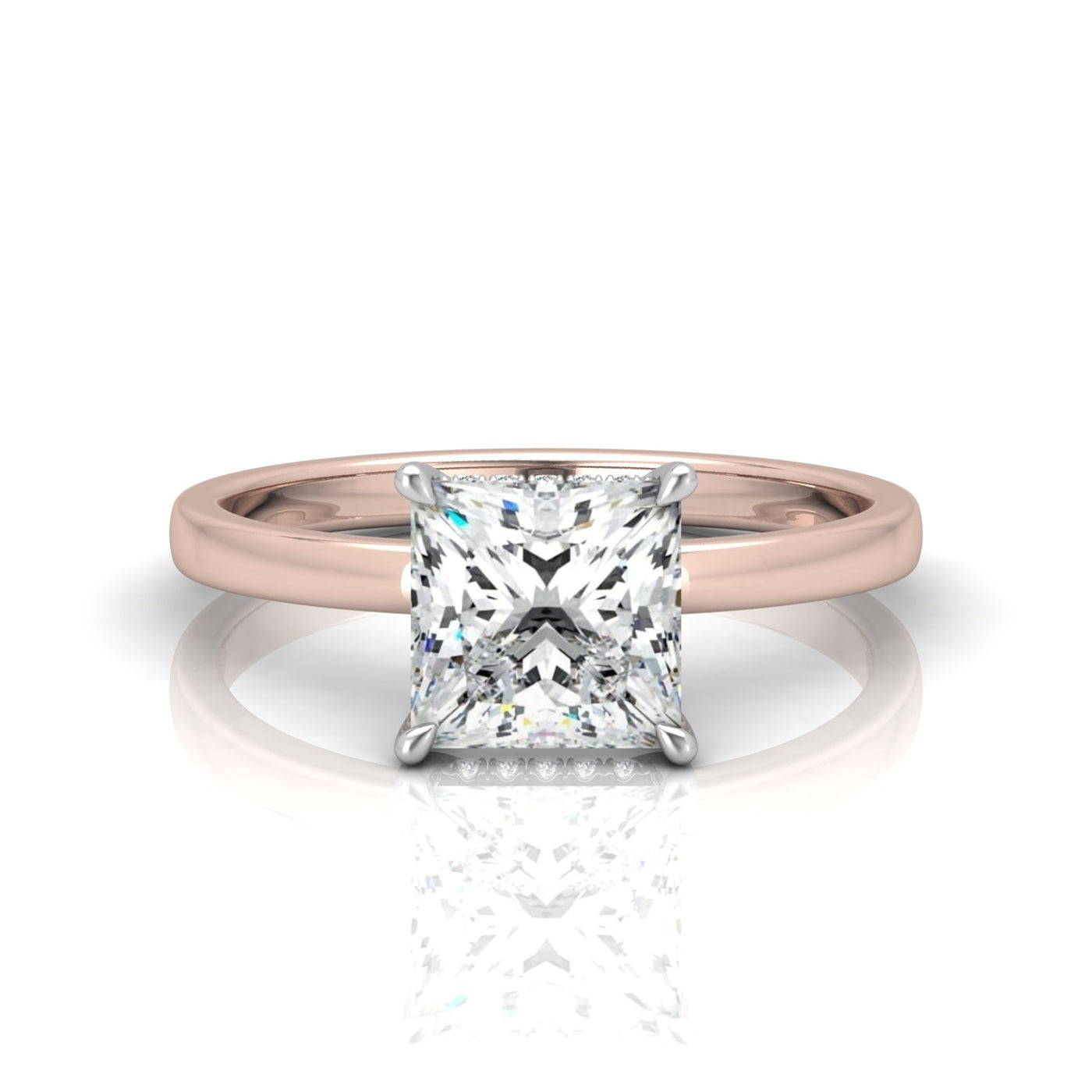 Classic Solitaire Hidden Halo Engagement Ring Princess