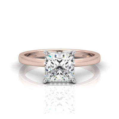 Classic Solitaire Hidden Halo Engagement Ring Princess