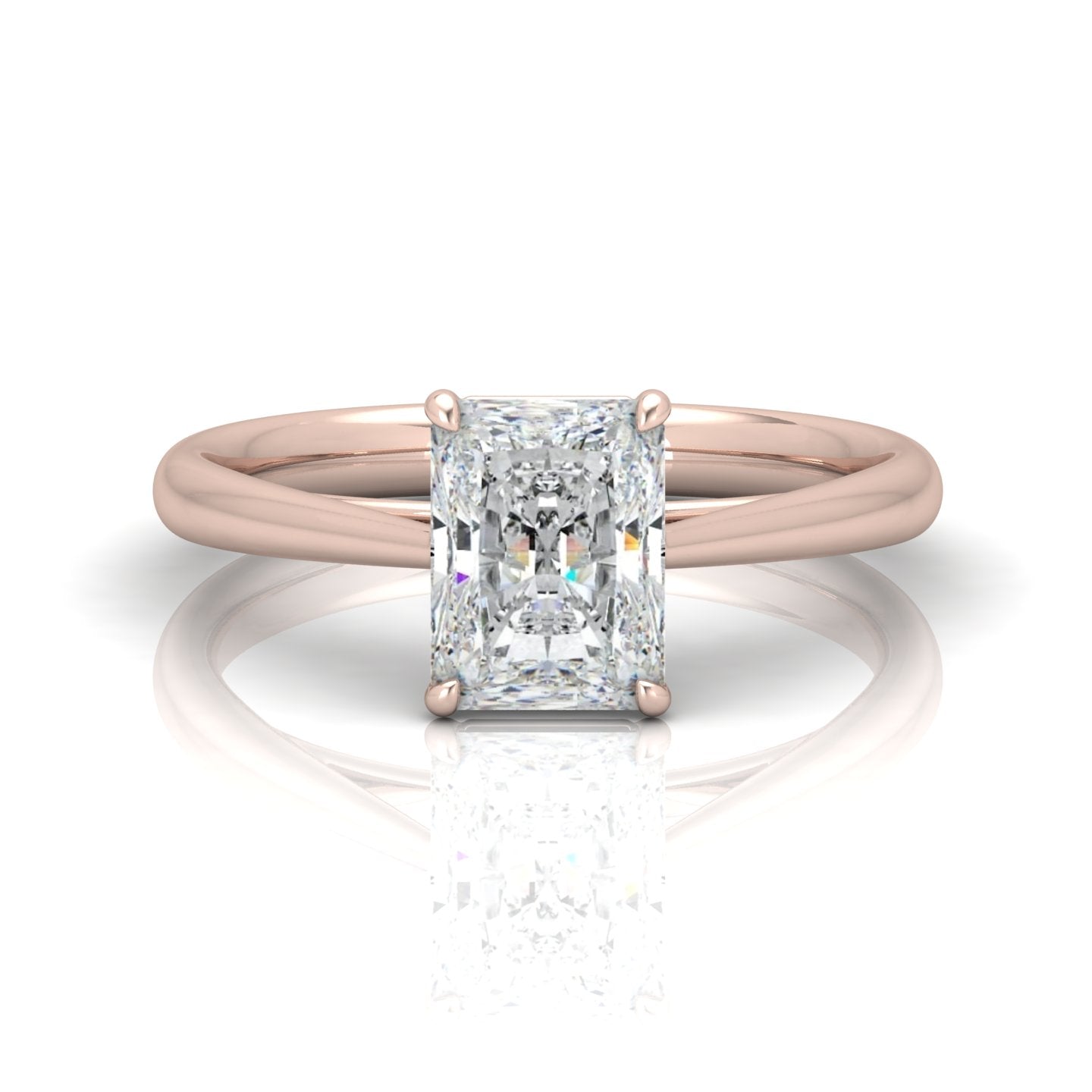 Radiant Diamond Cathedral Solitaire Ring