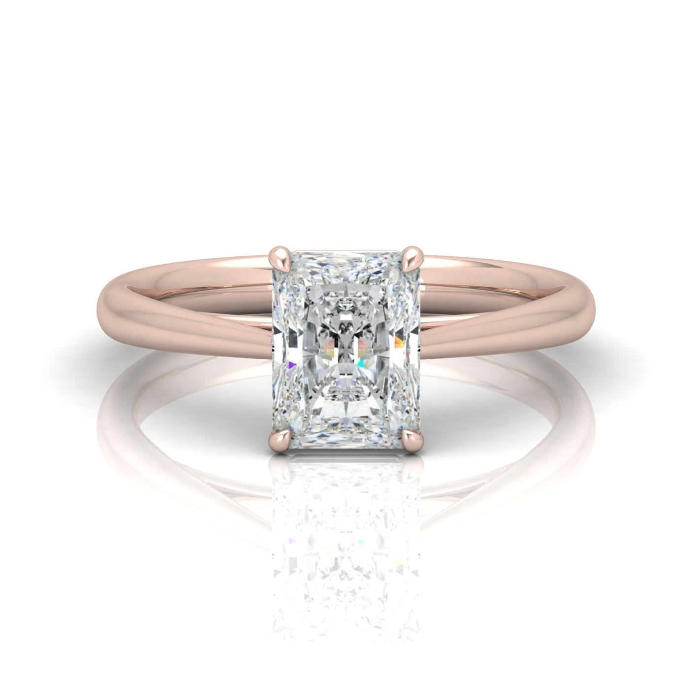 Radiant Diamond Cathedral Solitaire Ring