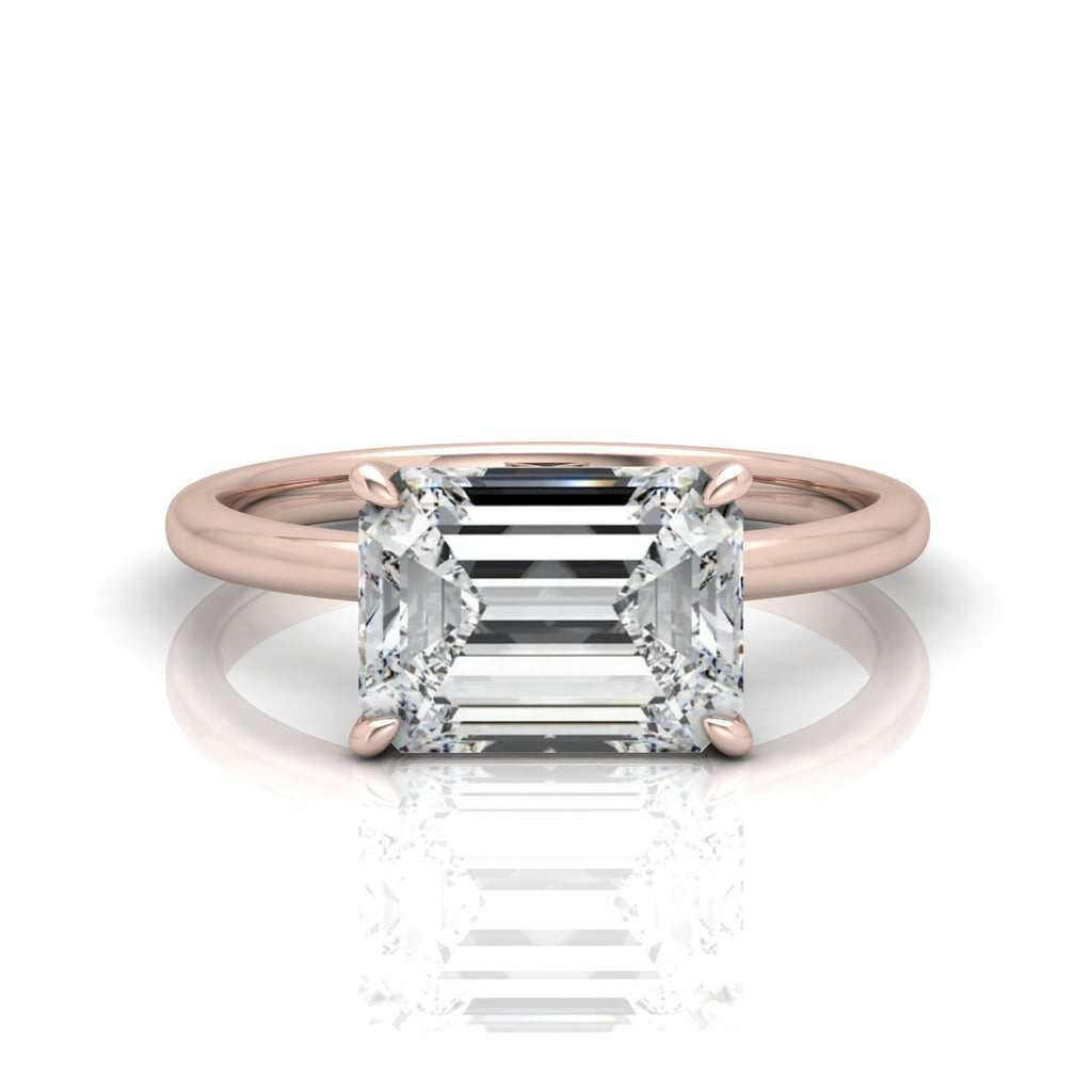 Classic East-West Solitaire Engagement Ring - Emerald