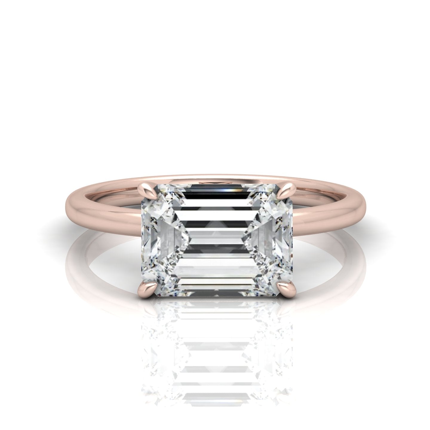 Classic East-West Solitaire Engagement Ring - Emerald