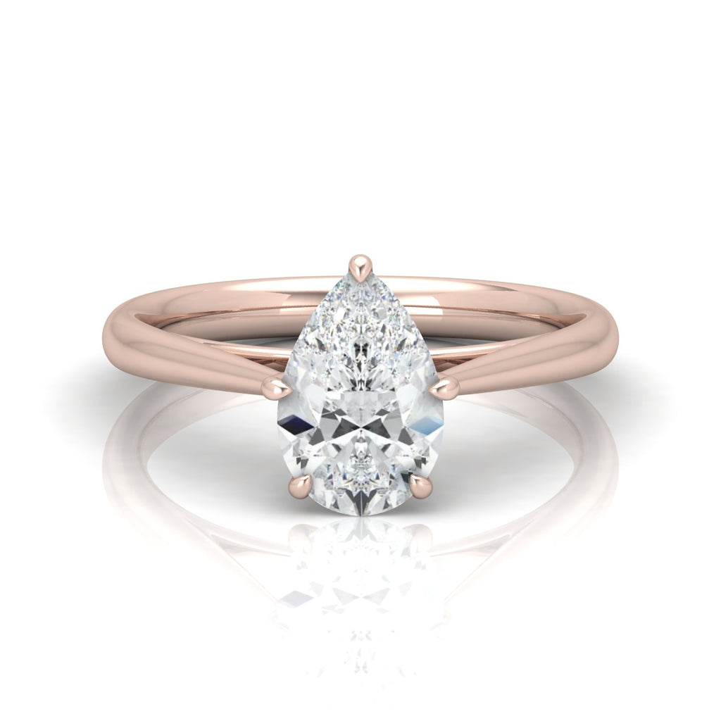 Pear Diamond Cathedral Solitaire Ring