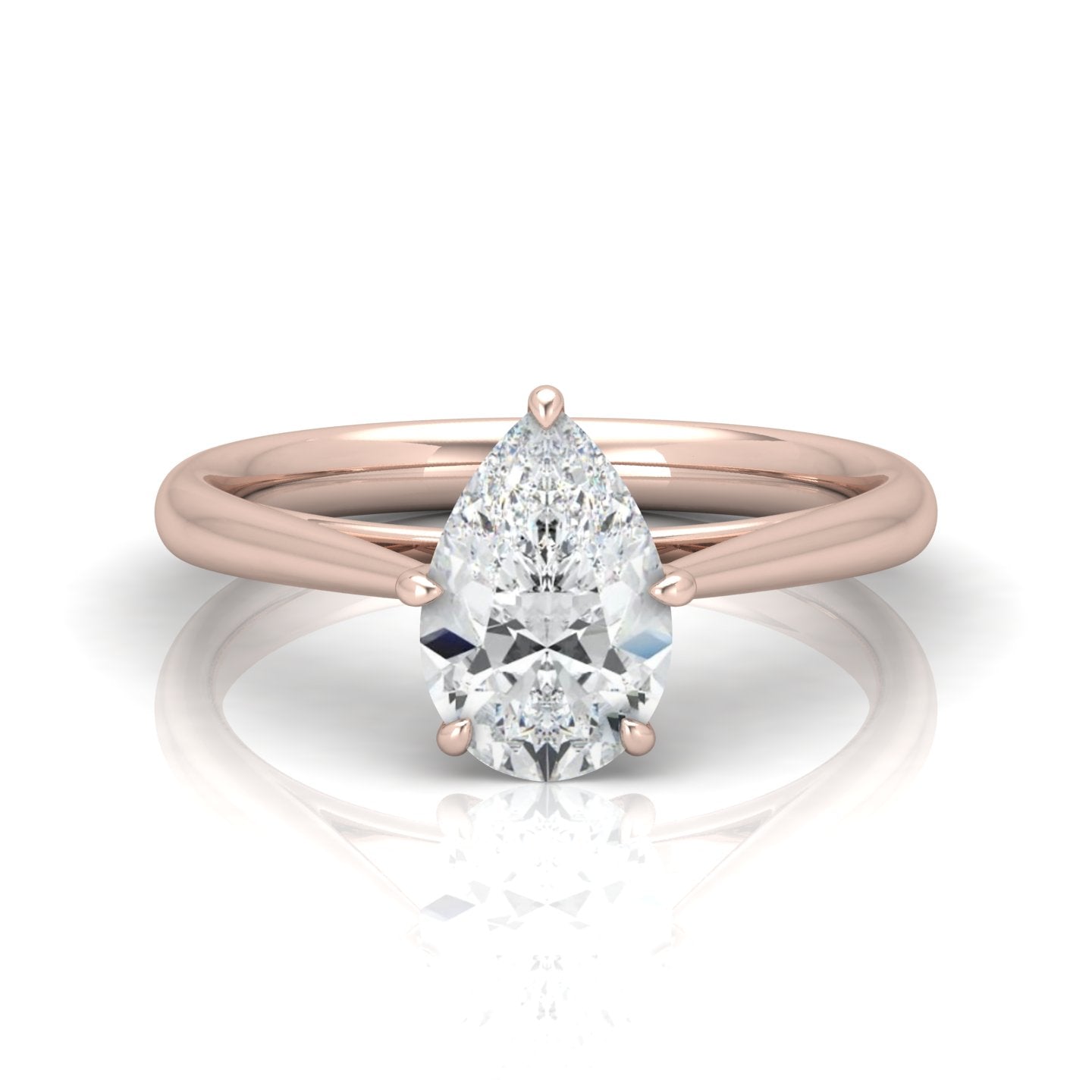 Pear Diamond Cathedral Solitaire Ring