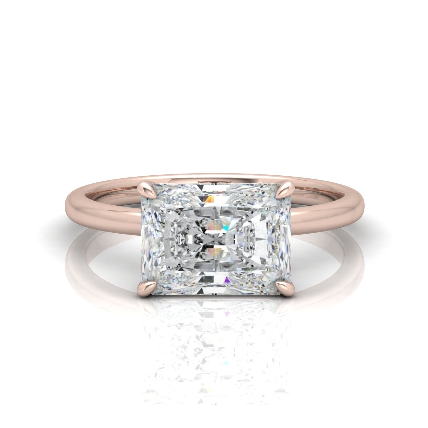 Classic East-West Solitaire Engagement Ring - Radiant