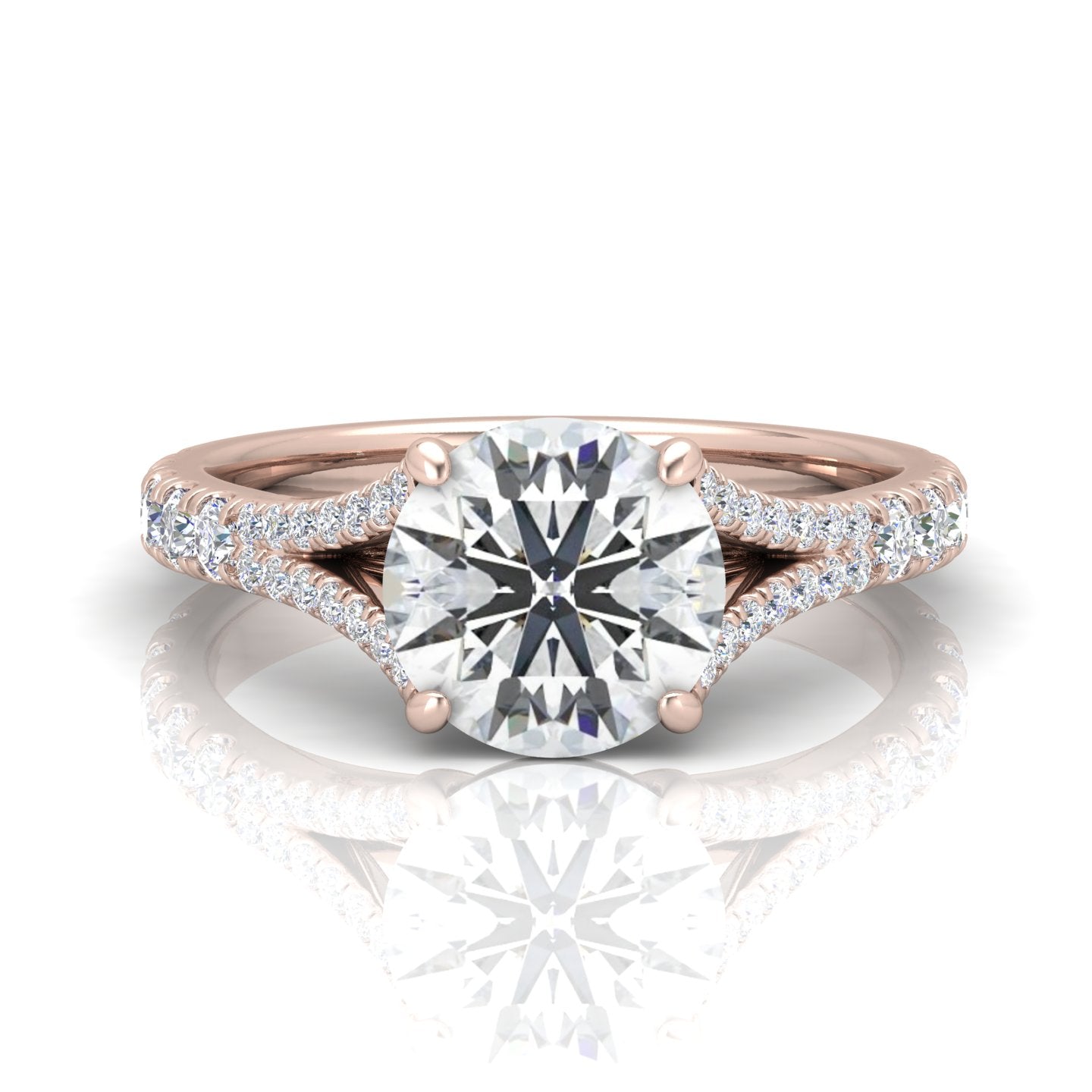 Julie Round Diamond Split Shank Engagement Ring