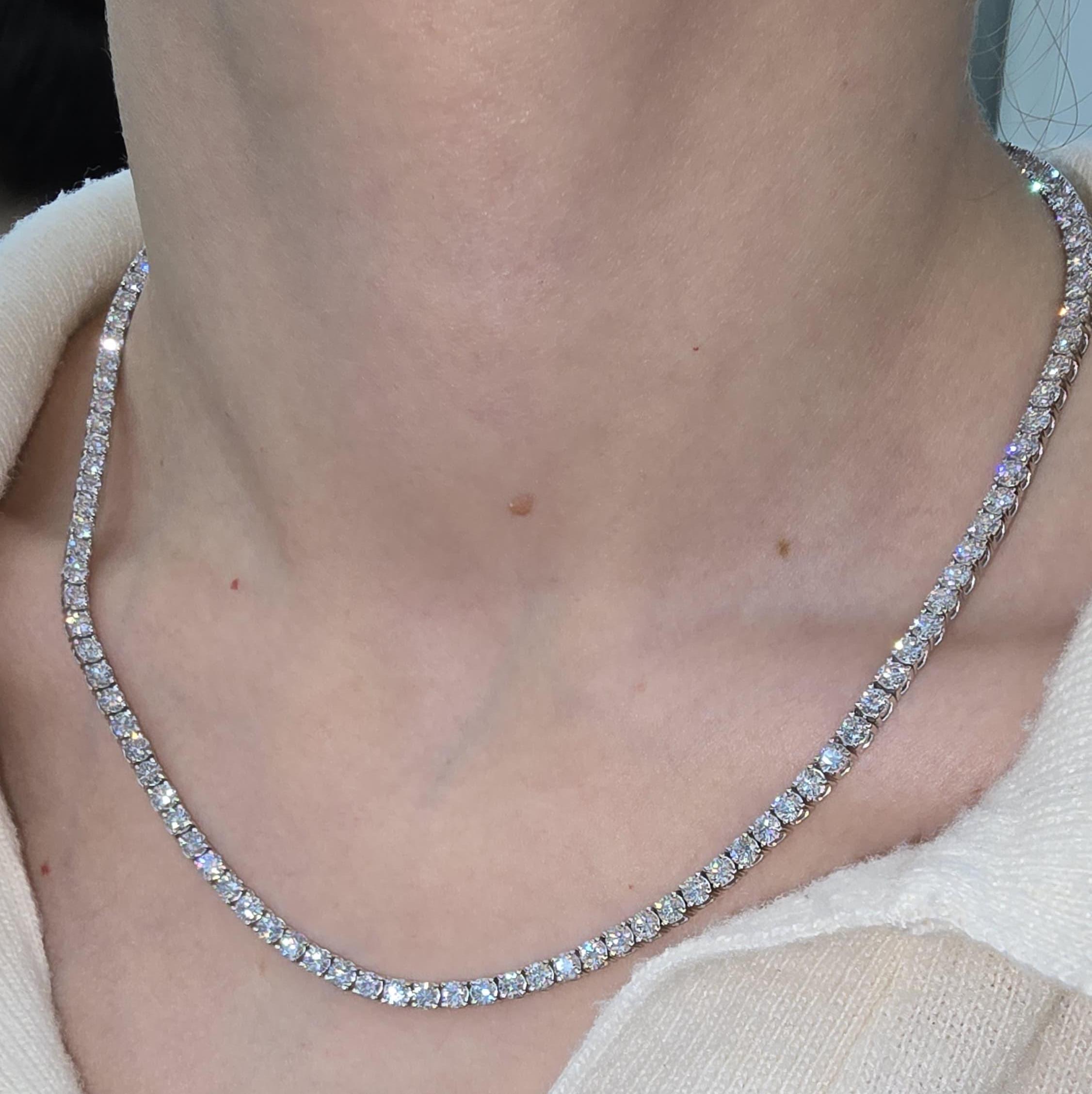 Lab Diamond Tennis Necklace 16.50ct D/VVS Quality in 9K Gold