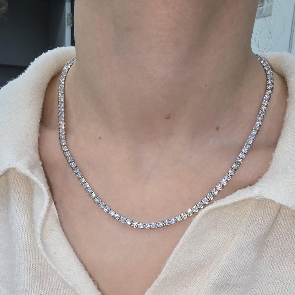 Lab Diamond Tennis Necklace 16.50ct D/VVS Quality in 9K Gold