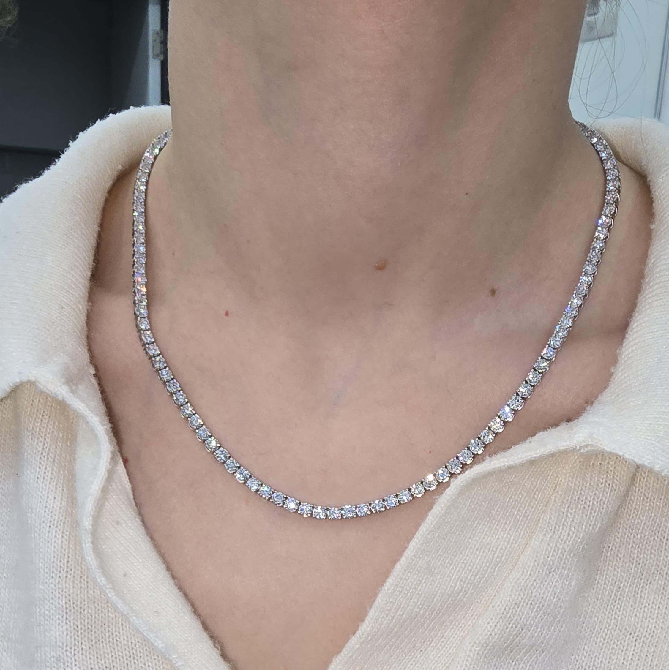 Lab Diamond Tennis Necklace 16.50ct D/VVS Quality in 9K Gold