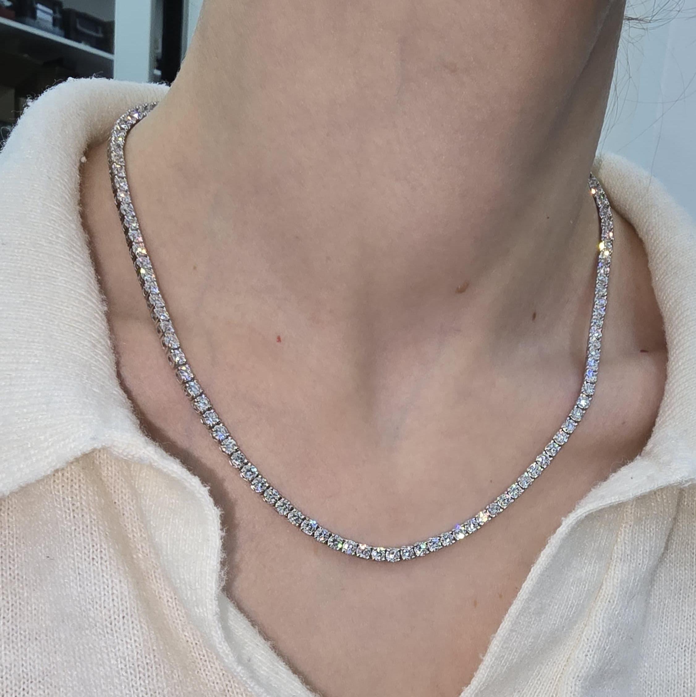 Lab Diamond Tennis Necklace 16.50ct D/VVS Quality in 9K Gold