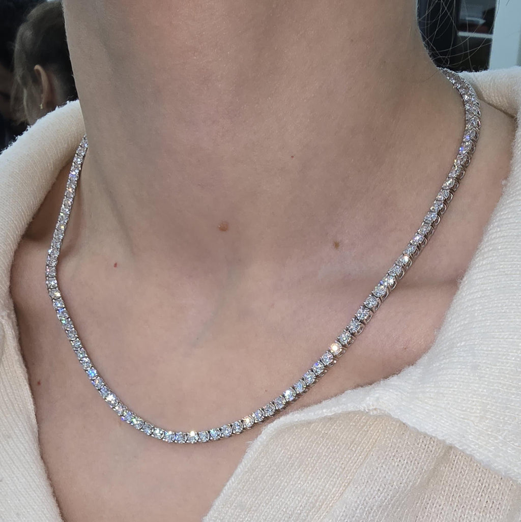 Lab Diamond Tennis Necklace 16.50ct D/VVS Quality in 9K Gold