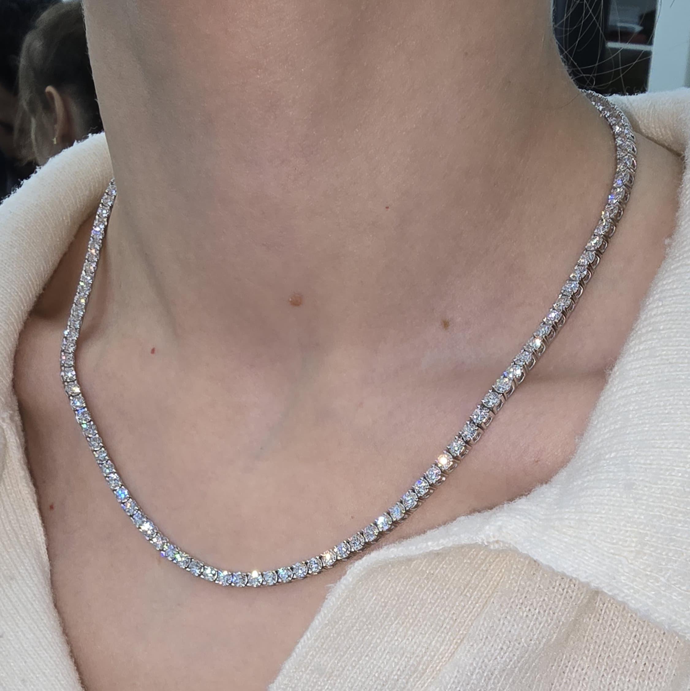 Lab Diamond Tennis Necklace 16.50ct D/VVS Quality in 9K Gold