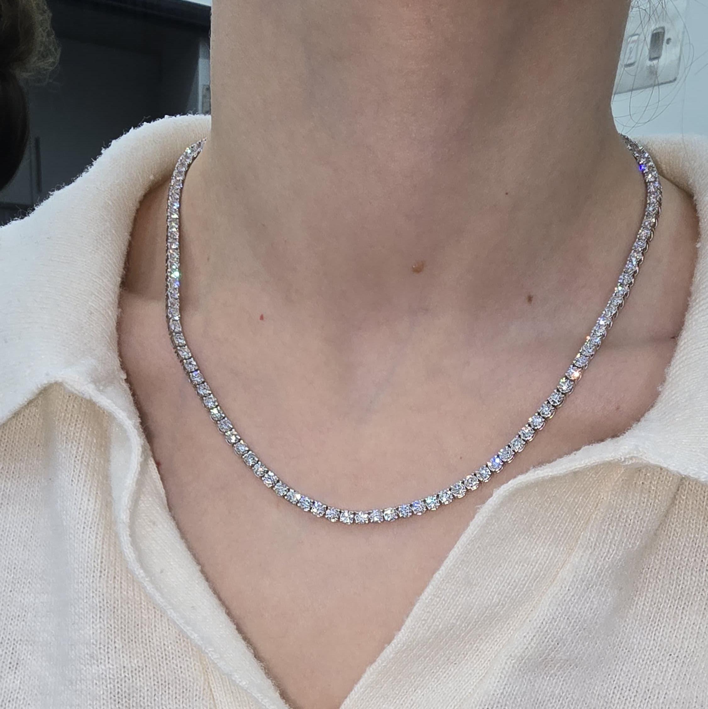 Lab Diamond Tennis Necklace 16.50ct D/VVS Quality in 9K Gold