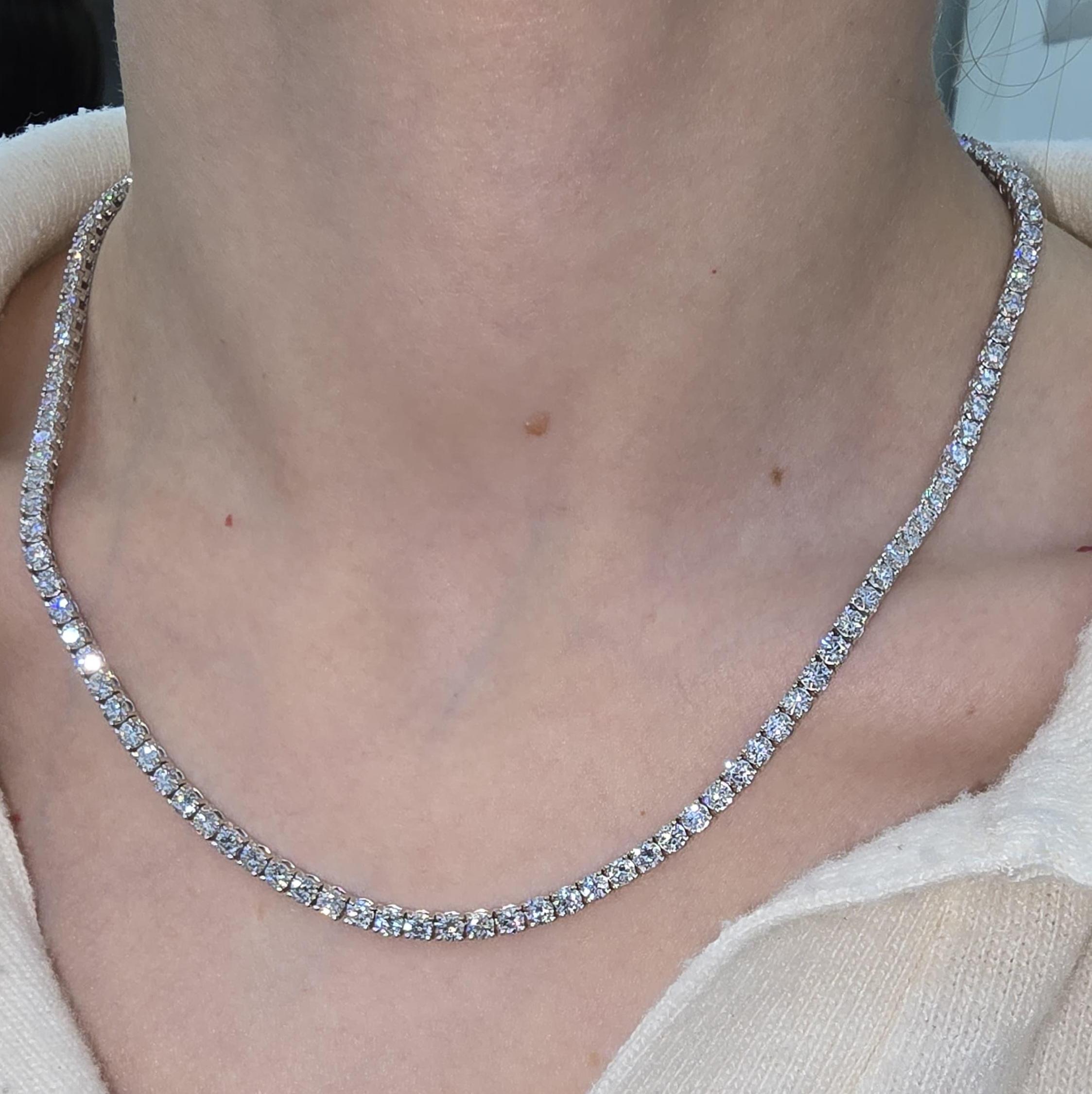 Lab Diamond Tennis Necklace 16.50ct D/VVS Quality in 9K Gold