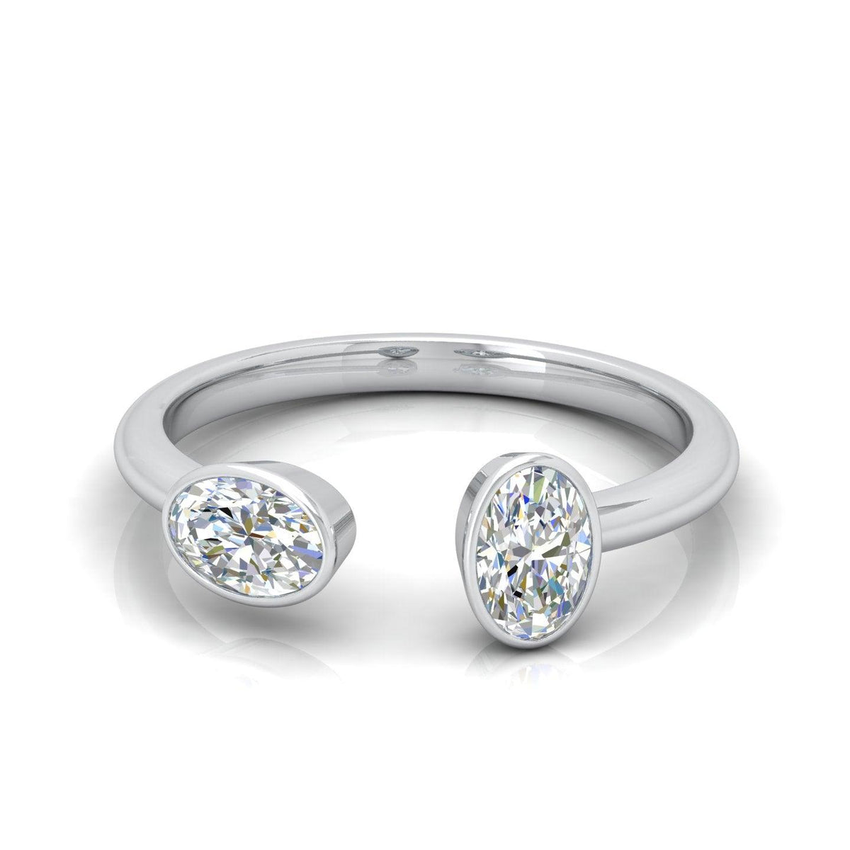 1.00 Carat D/VS Oval Diamond Solitaire Toi et Moi Ring - amadadiamonds