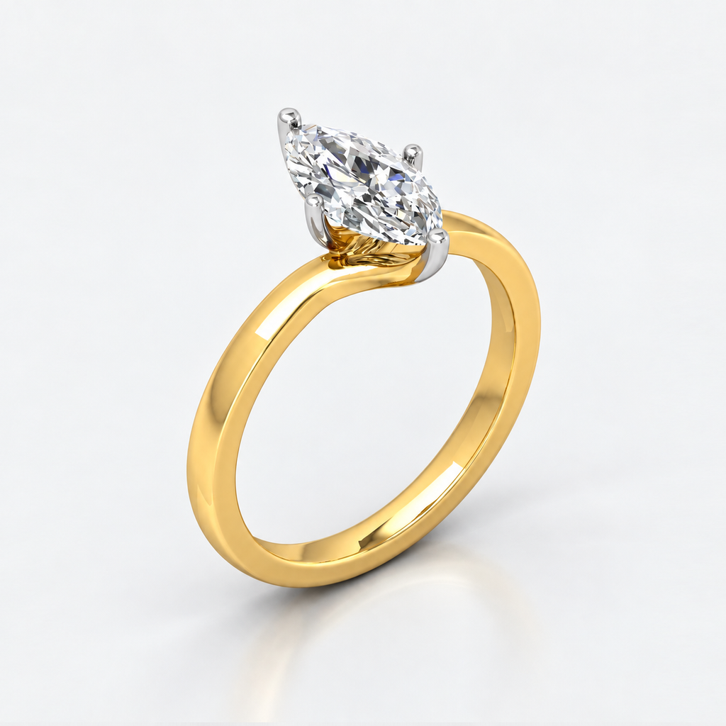 Solitaire Engagement Ring Marquise Diamond IGI Certified in Gold & Platinum
