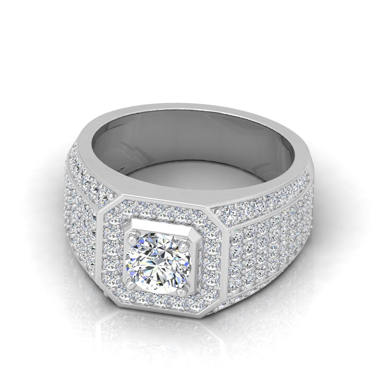 Certified F/VS 2.00Ct Round Diamond Mens Solitaire Ring
