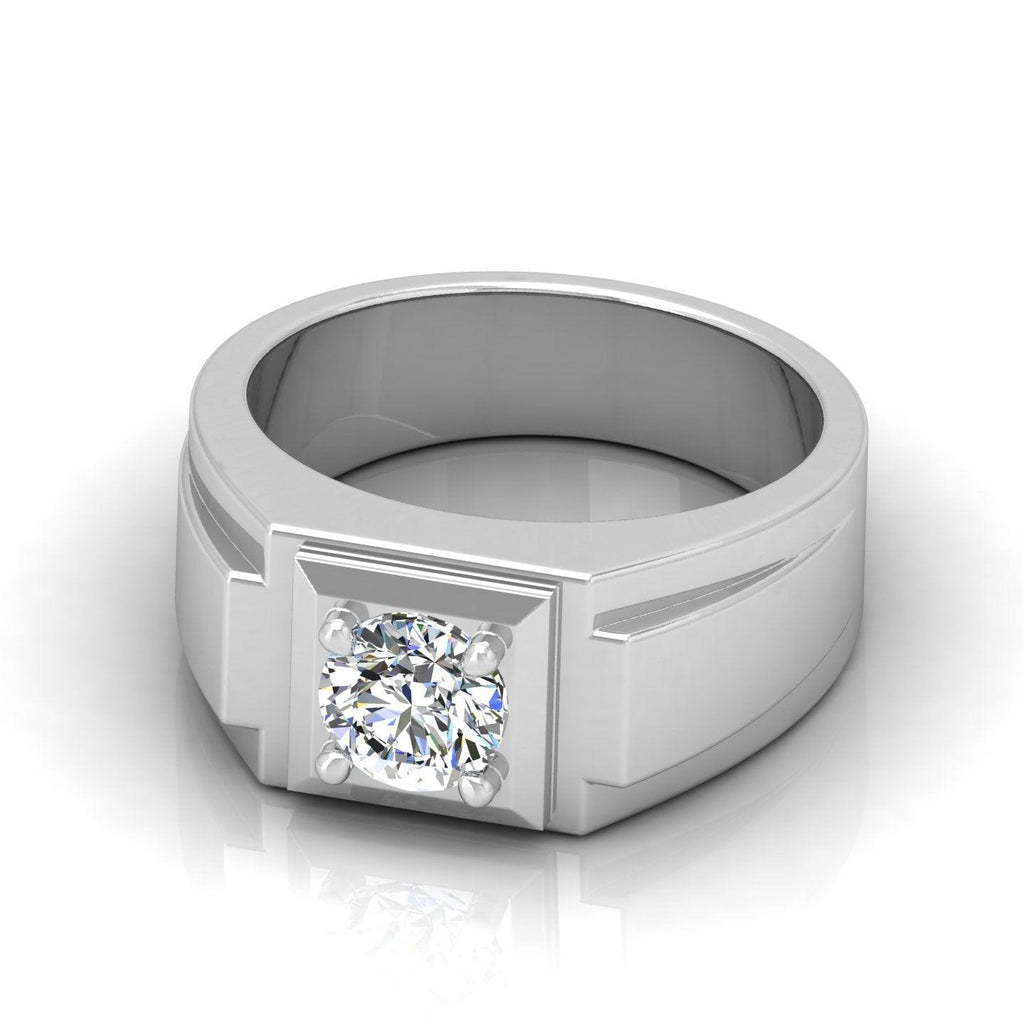 Certified F/VS 1.00Ct Single Diamond Mens Solitaire Ring