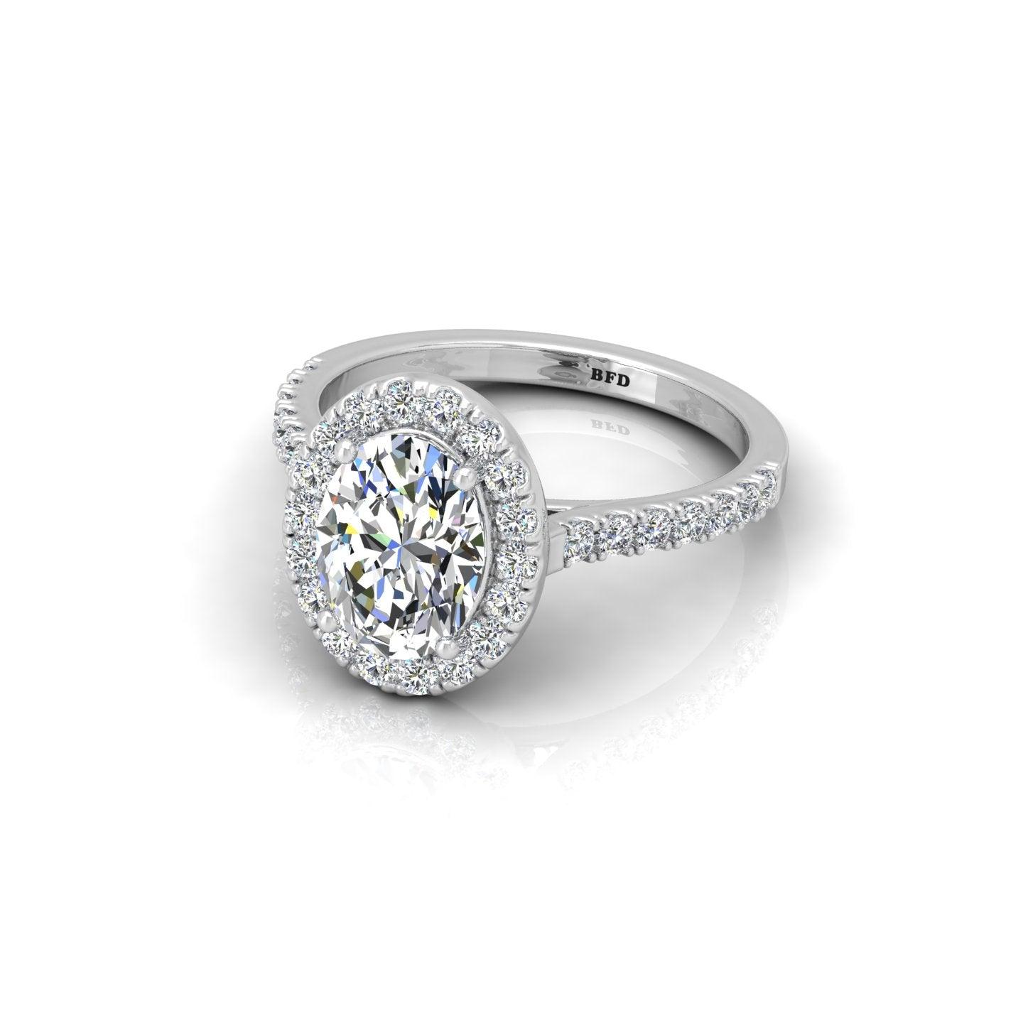 2.50CT IGI Certified Diamond Oval Cut Hidden Halo Engagement Ring