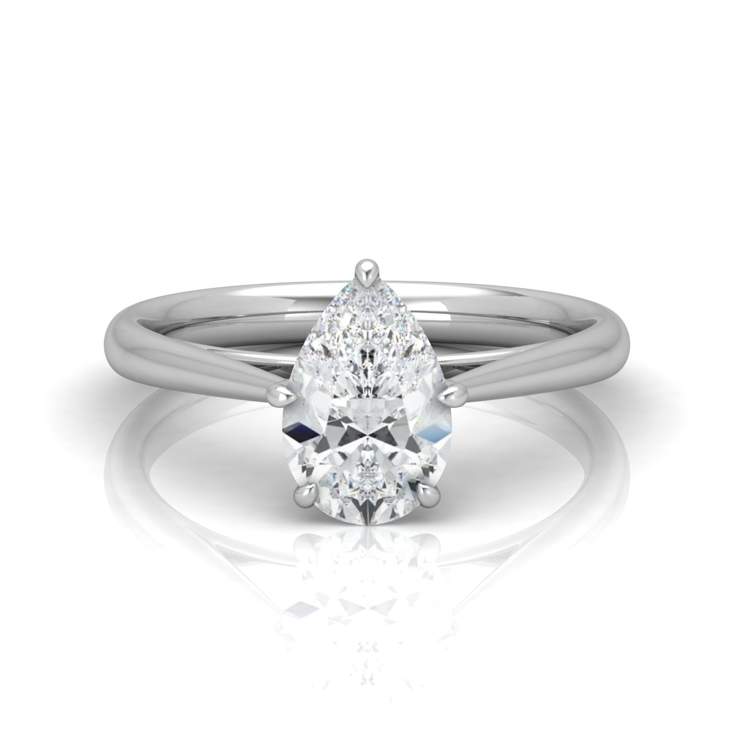 Pear Diamond Cathedral Solitaire Ring