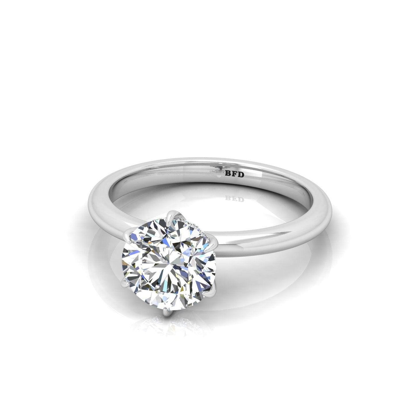 Certified Classic Round Diamond Hidden Halo Engagement Ring