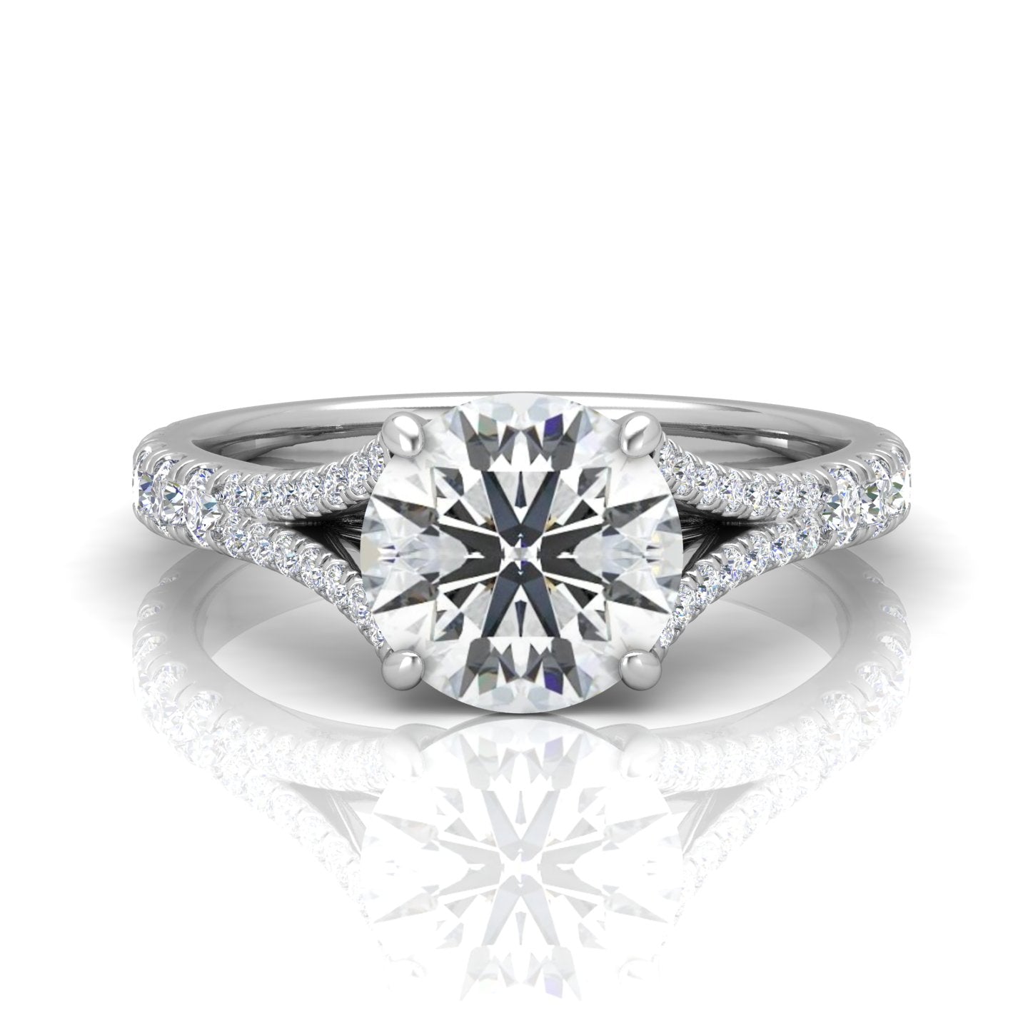 Julie Round Diamond Split Shank Engagement Ring