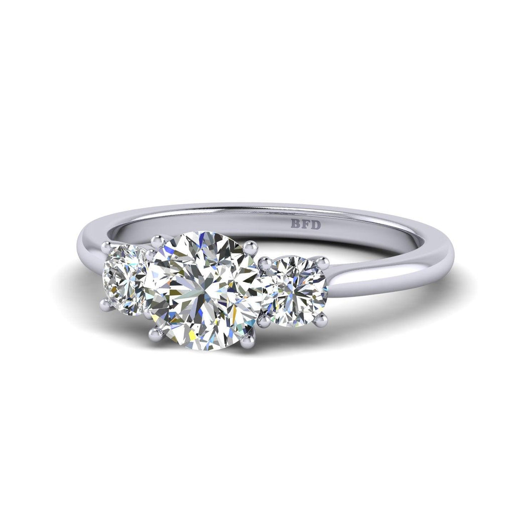 Round Diamond Trilogy Engagement Ring in Platinum 1.50Ct