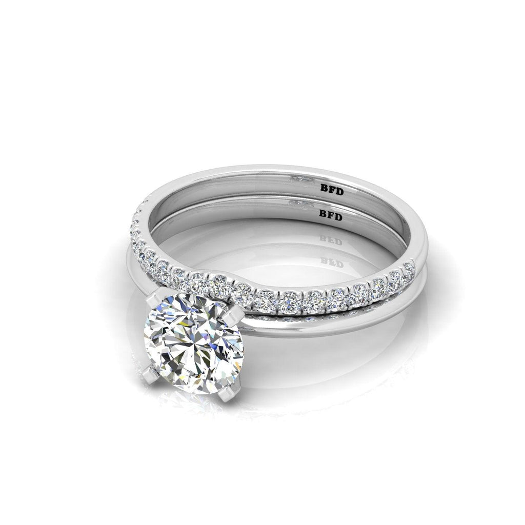 Certified Round Diamond Solitaire Ring With Matching Band 1.50Carat E/VS